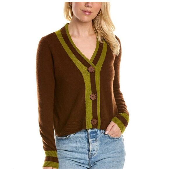 525 America Sweaters - VARSITY V-NECK CASHMERE CARDIGAN IN BROWN | Size: XS